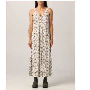 GANNI White Cream Red Black Floral Maxi Dress 32 / 0